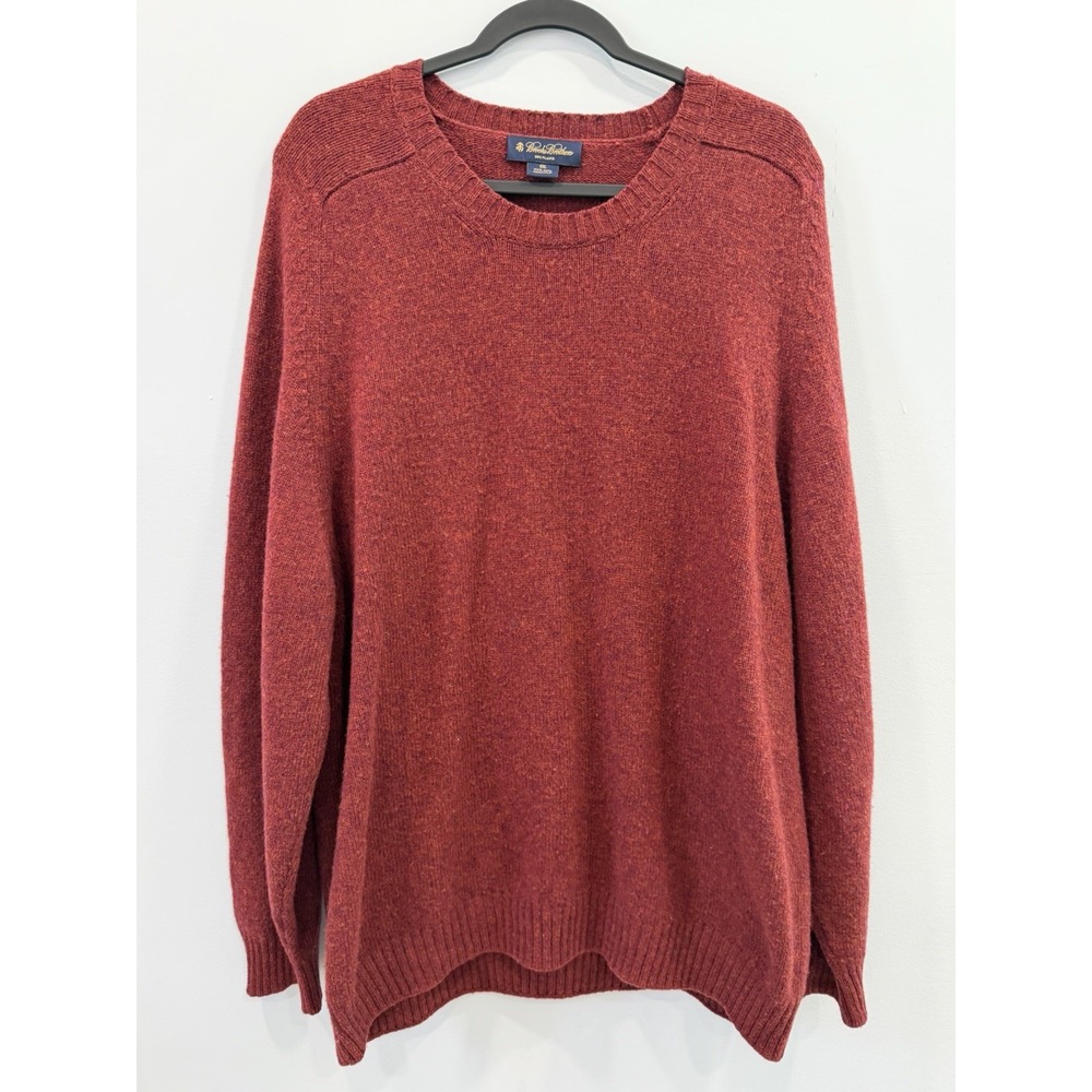 Brooks Brothers 100% Shetland Wool Sweater Red Crewneck Pullover XXL